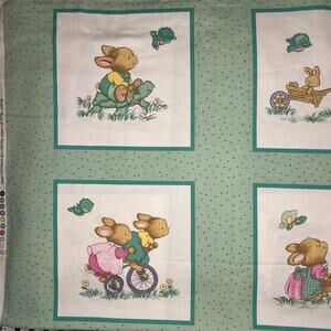 Bunny Tales Panel by Linda Hohag for Chanteclaire - 2/3 Yard - Small Snag